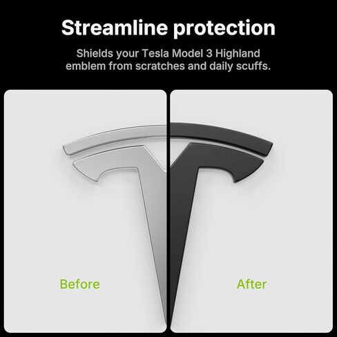 Black Emblem Cover Kit for Model 3 Highland 2024 2025 – Matte Black Knight Style Front T Logo & Rear Letters Overlay Stickers, Injection-Molded Plastic Full Cover Accessories (Matte Black) in Saudi Arabia