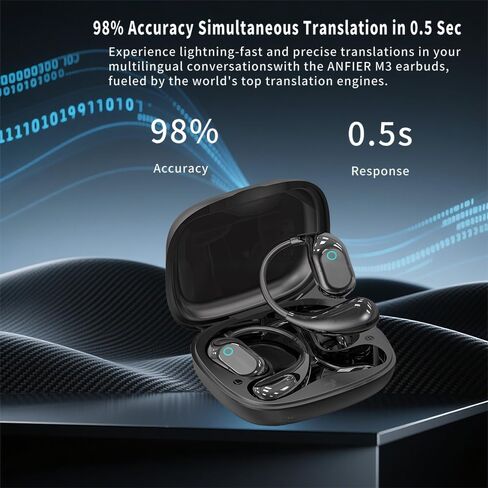 AI Translation Earbuds, 166 Language Translation Headphones, Translation Headphones with LED Screen Touch for Travel, Meetings, and Learning in Saudi Arabia
