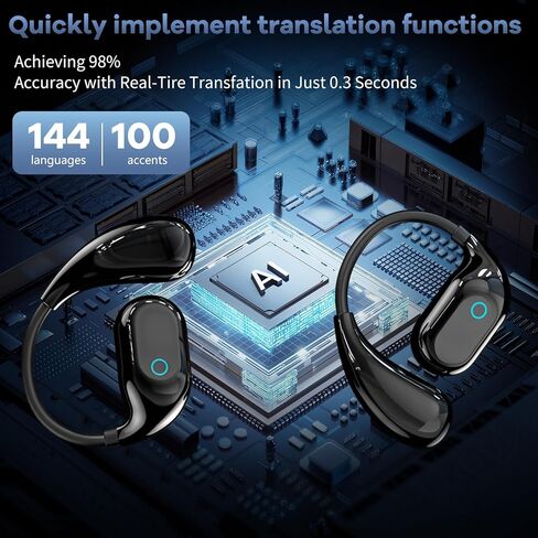 AI Translation Earbuds, 166 Language Translation Headphones, Translation Headphones with LED Screen Touch for Travel, Meetings, and Learning in Saudi Arabia