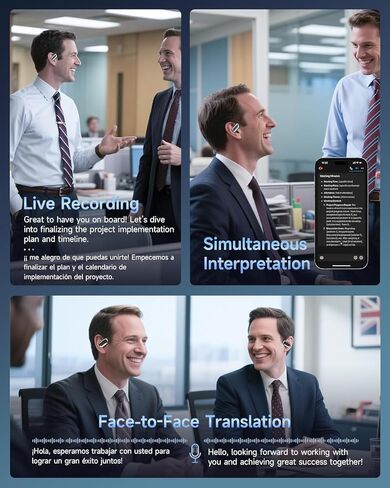 سماعات أذن للترجمة بتقنية الذكاء الاصطناعي في الوقت الحقيقي - 144 سماعة أذن لمترجم اللغة، Audifonos Traductores Inglés Español، جهاز ترجمة 3 في 1، ترجمة وسائد الأذن للتعلم أثناء السفر مع حامل الشحن in Kuwait