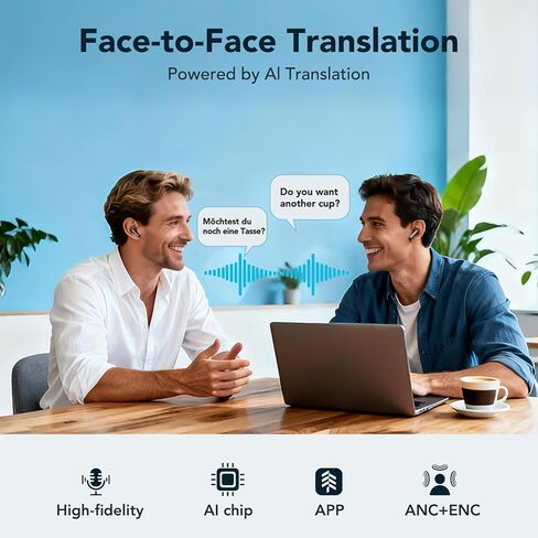 MINISO MS103 AI Translation Earbuds Real Time, Translation Earbuds for 134 Languages with LCD Touchscreen, Bluetooth 6.0 Language Translator Headphones for Travel, Business, Learning in Saudi Arabia