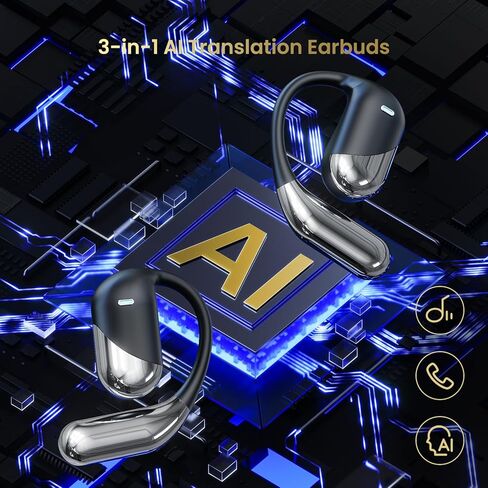YYK-Q16 سماعات أذن للترجمة بتقنية الذكاء الاصطناعي في الوقت الفعلي - مترجم لغة AI 144، صوتيات مترجمة باللغة الإنجليزية، سماعات أذن للترجمة 3 في 1 لاجتماع تعلم السفر in Kuwait