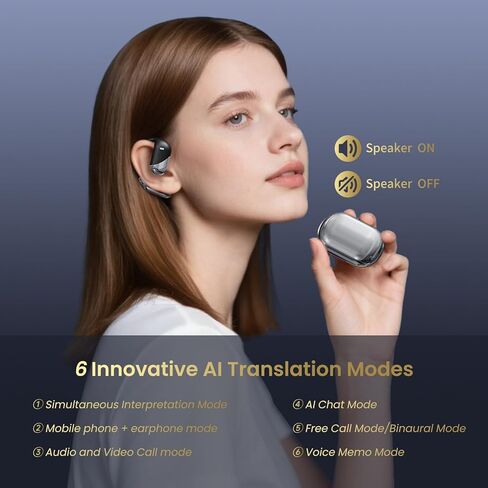 YYK-Q16 سماعات أذن للترجمة بتقنية الذكاء الاصطناعي في الوقت الفعلي - مترجم لغة AI 144، صوتيات مترجمة باللغة الإنجليزية، سماعات أذن للترجمة 3 في 1 لاجتماع تعلم السفر in Kuwait