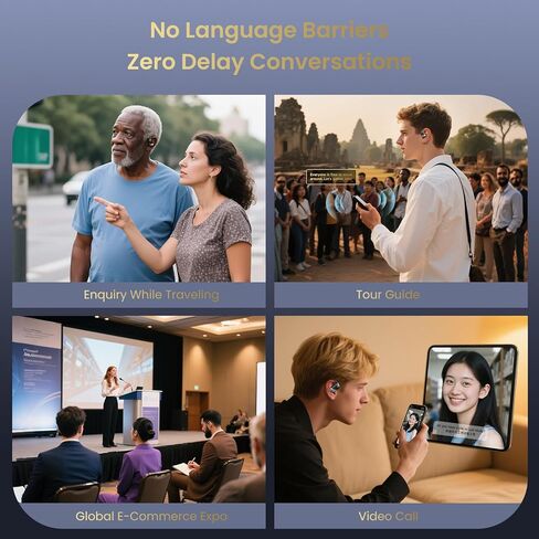 YYK-Q16 سماعات أذن للترجمة بتقنية الذكاء الاصطناعي في الوقت الفعلي - مترجم لغة AI 144، صوتيات مترجمة باللغة الإنجليزية، سماعات أذن للترجمة 3 في 1 لاجتماع تعلم السفر in Kuwait