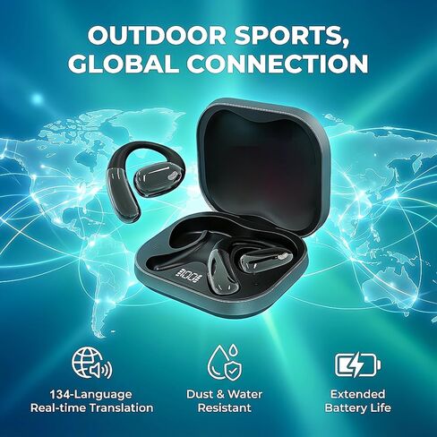 HAUSBELL AI سماعات أذن للترجمة في الوقت الحقيقي، جهاز مترجم لغة 134، سماعات أذن لاسلكية للسفر والتعلم والمكالمات، Audifonos Traductores Inglés Español، ملاءمة مريحة، وقت تشغيل 80 ساعة in Kuwait