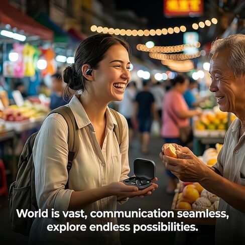 HAUSBELL AI سماعات أذن للترجمة في الوقت الحقيقي، جهاز مترجم لغة 134، سماعات أذن لاسلكية للسفر والتعلم والمكالمات، Audifonos Traductores Inglés Español، ملاءمة مريحة، وقت تشغيل 80 ساعة in Kuwait