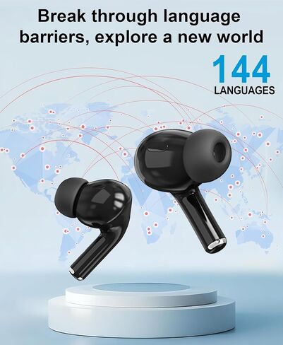 Ai Translation Earbuds Real Time 144-Language Translator Earbuds with Accent Support and 8-Language Offline Translator Device Two Way Translation Headphones for Language Learning Travel Business Black in Kuwait