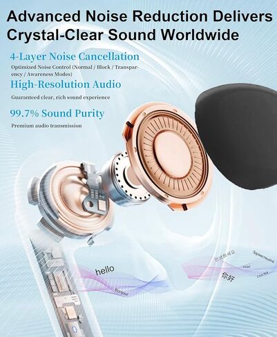 Ai Translation Earbuds Real Time 144-Language Translator Earbuds with Accent Support and 8-Language Offline Translator Device Two Way Translation Headphones for Language Learning Travel Business Black in Kuwait