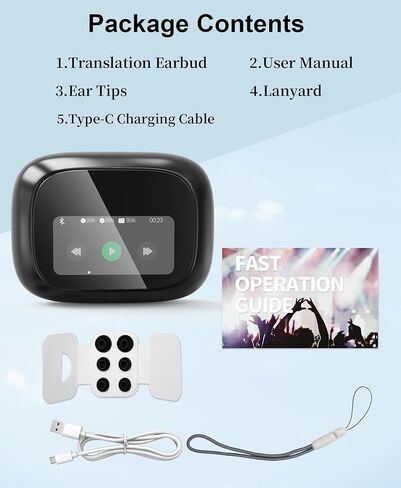 Ai Translation Earbuds Real Time 144-Language Translator Earbuds with Accent Support and 8-Language Offline Translator Device Two Way Translation Headphones for Language Learning Travel Business Black in Kuwait