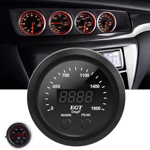 مقياس درجة حرارة الغاز من أراموكس، مقياس EGT مع شاشة LED حمراء، 0-1800 درجة فهرنهايت، مستشعر عالمي لتطبيقات السيارات in Kuwait