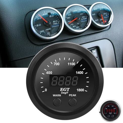 مقياس درجة حرارة الغاز من أراموكس، مقياس EGT مع شاشة LED حمراء، 0-1800 درجة فهرنهايت، مستشعر عالمي لتطبيقات السيارات in Kuwait