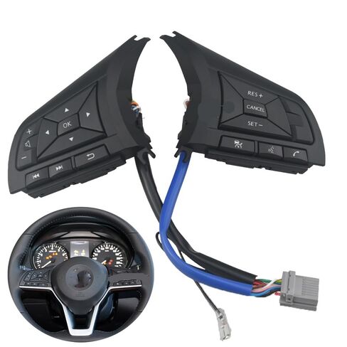 Steering Wheel Mounted Cruise Control Switch Butto Multi Function Steering Wheel Audio Cruise Control Buttons/Fit for Nissan Note Epower-2018 Np300 2017 Wth Backlight Button Switch(Low) in Saudi Arabia