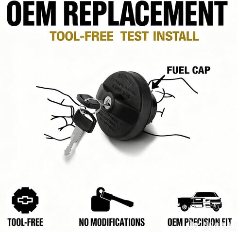 غطاء الوقود بقفل MGC902 مع مفتاحين - متوافق مع Ford F150 (2004-2008)، F250/F350 Super Duty (2005-2021)، Escape، Focus، Ranger، E-Series - استبدال غطاء خزان الغاز بفتحات تهوية in Kuwait