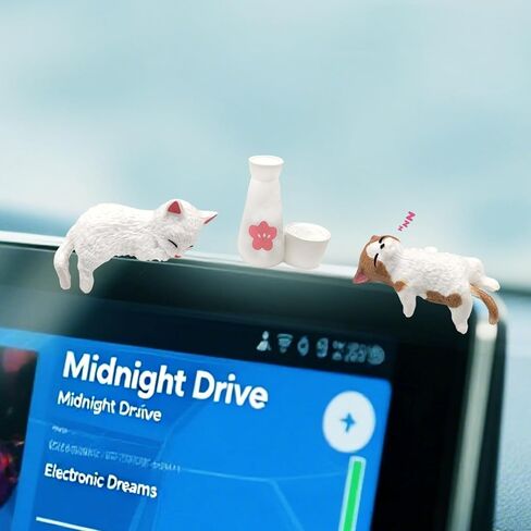 Mini Cute Drunken Cat and Sake Bottle Car Accessories, Fun Cat Dashboard Decorations for Women Girls, Car Interior Decor for Rearview Mirror Ornaments & Desk in Kuwait