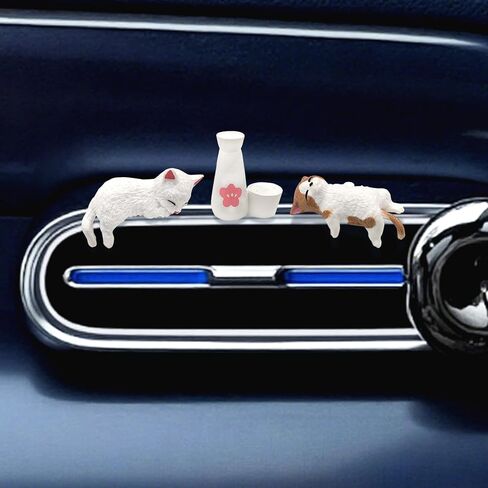 Mini Cute Drunken Cat and Sake Bottle Car Accessories, Fun Cat Dashboard Decorations for Women Girls, Car Interior Decor for Rearview Mirror Ornaments & Desk in Kuwait