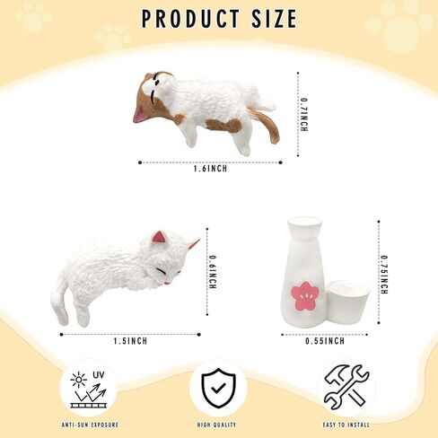 Mini Cute Drunken Cat and Sake Bottle Car Accessories, Fun Cat Dashboard Decorations for Women Girls, Car Interior Decor for Rearview Mirror Ornaments & Desk in Kuwait