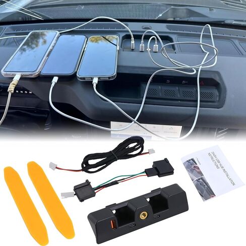 قاعدة توصيل USB للوحة القيادة متوافقة مع ملحقات Ford Bronco 2021 2022 2023 2024 تناسب محطة شحن Bronco 2/4-Door و3 منافذ مع 1USB A و2USB C (غير مناسبة Bronco Sport) in Saudi Arabia