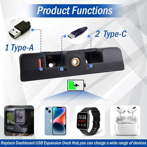 قاعدة توصيل USB للوحة القيادة متوافقة مع ملحقات Ford Bronco 2021 2022 2023 2024 تناسب محطة شحن Bronco 2/4-Door و3 منافذ مع 1USB A و2USB C (غير مناسبة Bronco Sport) in Saudi Arabia