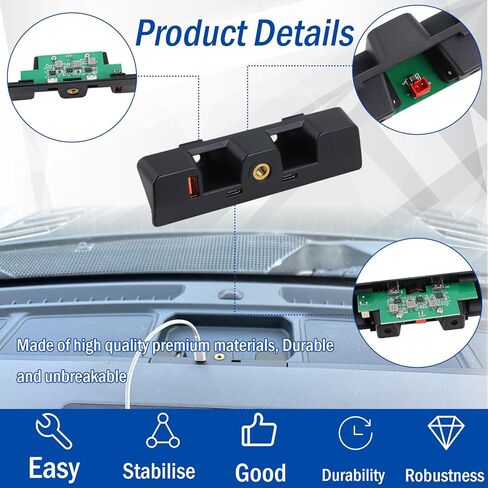 قاعدة توصيل USB للوحة القيادة متوافقة مع ملحقات Ford Bronco 2021 2022 2023 2024 تناسب محطة شحن Bronco 2/4-Door و3 منافذ مع 1USB A و2USB C (غير مناسبة Bronco Sport) in Saudi Arabia
