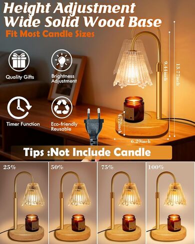 مصباح تدفئة الشموع RGB مع مؤقت، مصباح خافت قابل للتعديل لذوبان الشمع على شكل زهرة ذهبية، سخان شمع على شكل زهرة ذهبية، هدية عيد ميلاد تذوب الشمع للنساء، ديكور مكتب المنزل، متعدد الألوان RGB متضمنة 2 لمبات in Kuwait