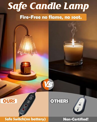 مصباح تدفئة الشموع RGB مع مؤقت، مصباح خافت قابل للتعديل لذوبان الشمع على شكل زهرة ذهبية، سخان شمع على شكل زهرة ذهبية، هدية عيد ميلاد تذوب الشمع للنساء، ديكور مكتب المنزل، متعدد الألوان RGB متضمنة 2 لمبات in Kuwait