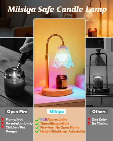 مصباح تدفئة الشموع RGB مع مؤقت، مصباح خافت قابل للتعديل لذوبان الشمع على شكل زهرة ذهبية، سخان شمع على شكل زهرة ذهبية، هدية عيد ميلاد تذوب الشمع للنساء، ديكور مكتب المنزل، متعدد الألوان RGB متضمنة 2 لمبات in Kuwait