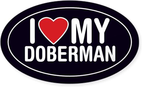 ملصق CafePress I Love My Doberman البيضاوي/ملصق ممتص الصدمات للسيارة بيضاوي in Kuwait