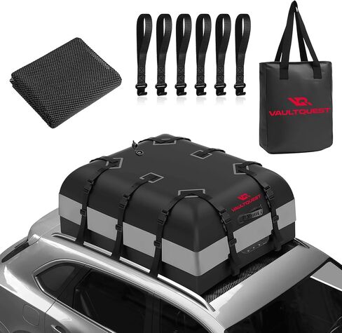 حامل بضائع مقاوم للماء على سقف السيارة - مساحة تخزين كبيرة جدًا تبلغ 30 قدمًا مكعبًا مع حصيرة مضادة للانزلاق وخطافات أبواب وأكياس تعبئة. حل سفر آمن وشديد التحمل للرحلات العائلية والتخييم والعطلات in Kuwait