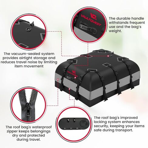 حامل بضائع مقاوم للماء على سقف السيارة - مساحة تخزين كبيرة جدًا تبلغ 30 قدمًا مكعبًا مع حصيرة مضادة للانزلاق وخطافات أبواب وأكياس تعبئة. حل سفر آمن وشديد التحمل للرحلات العائلية والتخييم والعطلات in Kuwait