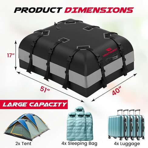 حامل بضائع مقاوم للماء على سقف السيارة - مساحة تخزين كبيرة جدًا تبلغ 30 قدمًا مكعبًا مع حصيرة مضادة للانزلاق وخطافات أبواب وأكياس تعبئة. حل سفر آمن وشديد التحمل للرحلات العائلية والتخييم والعطلات in Kuwait