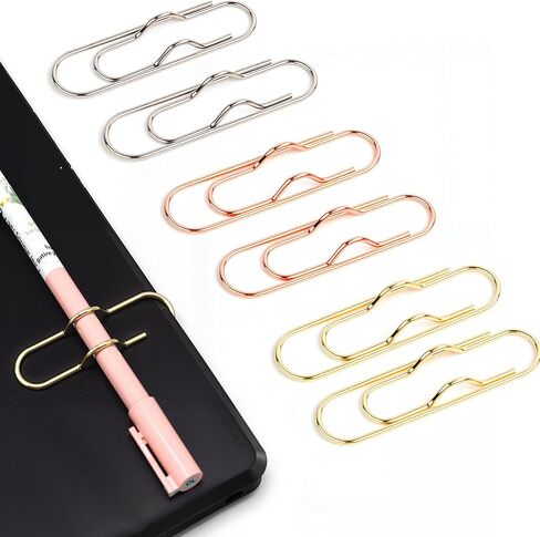 حاملات أقلام بمشبك ورق معدني لأجهزة الكمبيوتر المحمول والمجلات - مشابك أقلام ذهبية وفضية وذهبية وردية للمكتب والمعلمين والمهنيين، مجموعة مشابك حامل أقلام متينة من الفولاذ المقاوم للصدأ (6 قطع) in Kuwait