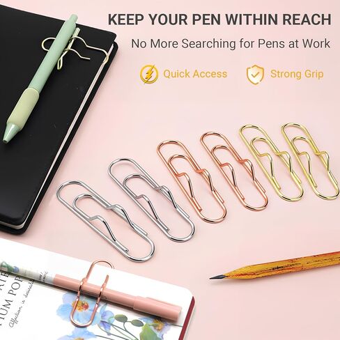 حاملات أقلام بمشبك ورق معدني لأجهزة الكمبيوتر المحمول والمجلات - مشابك أقلام ذهبية وفضية وذهبية وردية للمكتب والمعلمين والمهنيين، مجموعة مشابك حامل أقلام متينة من الفولاذ المقاوم للصدأ (6 قطع) in Kuwait