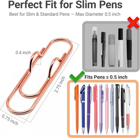 حاملات أقلام بمشبك ورق معدني لأجهزة الكمبيوتر المحمول والمجلات - مشابك أقلام ذهبية وفضية وذهبية وردية للمكتب والمعلمين والمهنيين، مجموعة مشابك حامل أقلام متينة من الفولاذ المقاوم للصدأ (6 قطع) in Kuwait