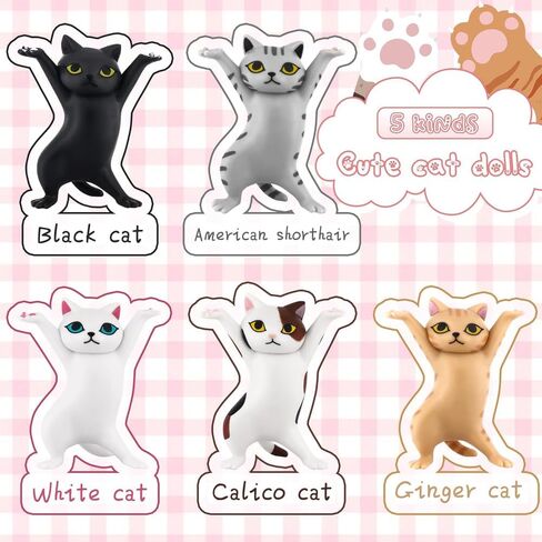 5 Cats Set Cute Gifts Desk Decor Cute Pen Holder Funny Office Desk Kawaii Dancing Cat Funny Office Decor in Saudi Arabia