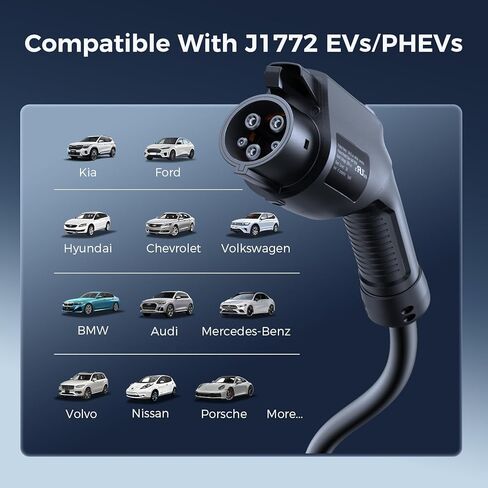 شاحن EV محمول من المستوى 1 و2، (16 أمبير/12 أمبير، 240 فولت-110 فولت)، تيار/مؤقت قابل للتعديل J1772 شاحن منزلي، قابس NEMA 6-20 و5-15، كابل شحن 21FT EV، موصل J1772 لـ SEA J1772 EVs/PHEVs in Kuwait