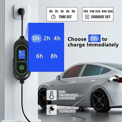 Level 2 Fast EV Charger, 240V, 50Amp, 12KW Adjustable Current & Schedule Charging,Home Wall Mount Electric Vehicle Charging Station,SAE J1772 Charger, NEMA14-50P with 25ft Premium Cable. in Saudi Arabia