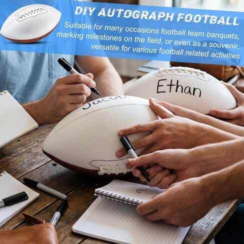 Halloscume 6 Pcs 11.02in Blank Autograph Football Size 9 Blank Football with 1 Brown and 3 White Panels Brown Football for Autographs Customized Football Trophy for Rugby Game in Saudi Arabia