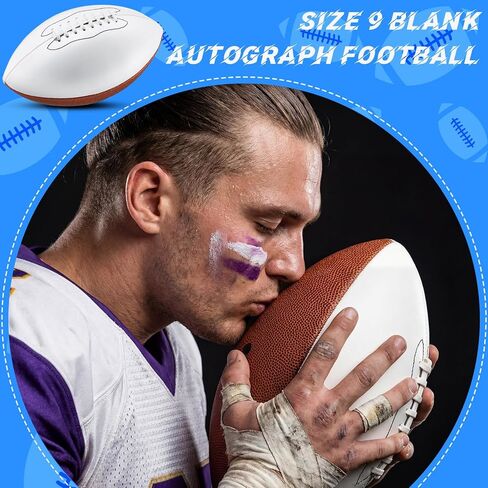 Halloscume 6 Pcs 11.02in Blank Autograph Football Size 9 Blank Football with 1 Brown and 3 White Panels Brown Football for Autographs Customized Football Trophy for Rugby Game in Saudi Arabia
