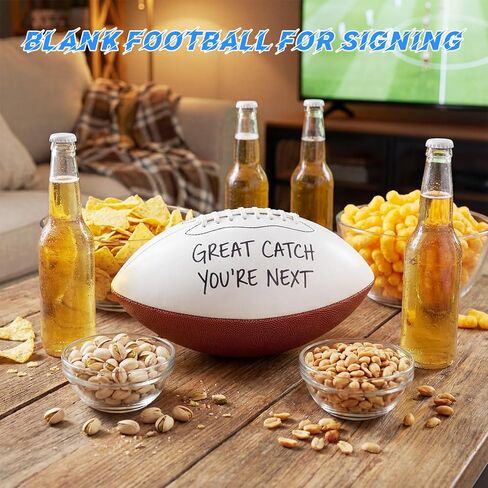 Halloscume 6 Pcs 11.02in Blank Autograph Football Size 9 Blank Football with 1 Brown and 3 White Panels Brown Football for Autographs Customized Football Trophy for Rugby Game in Saudi Arabia