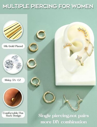 FUNRUN JEWELRY 20G أقراط الغضروف للنساء هيبوالرجينيك أقراط مسطحة الظهر الجراحية الصلب الغضروف هوب محارة الزنمة Daith الحلزون ثقب المجوهرات لثقب متعددة in Kuwait