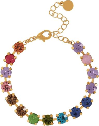 BCBGeneration Multicolored Crystal Bracelet for Women 7"+2", Gold-Tone Sparkly Tennis Bracelet, Mother's Day Gifts for Her in Saudi Arabia