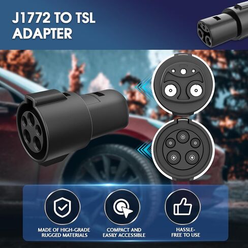 أفي | متوافق مع موديل تيسلا 3 Y S X | محول J1772 إلى TSL | لا تتعثر أبدًا، اشحن في أي مكان | ملحق شاحن عالمي مدمج in Kuwait
