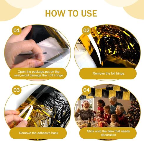 3 Pack 10 Feet Black Gold Tinsel Garland,Ideal Parade Float Decorations for Trailer,Foil Fringe Garland for Graduation,Carnival,Birthday,Party Decor,Indoor,Outdoor,Mall Stage,Decoration in Saudi Arabia
