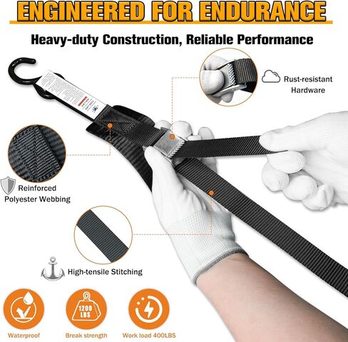 Motorcycle Tie-Down Straps with Cam Buckle, 1" x 10' | 1200 lbs Break Strenght for Dirt Bike ATV Truck Trailer(4-Pack) in Saudi Arabia