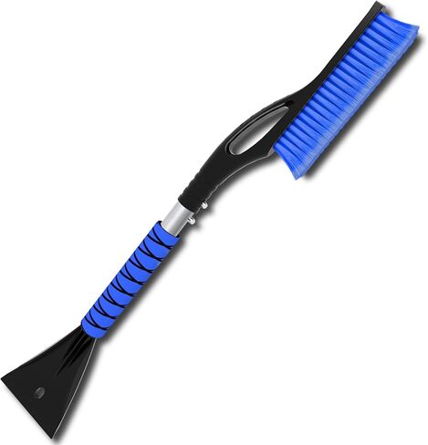 فرشاة الثلج - كاشطات ثلج للسيارة، كاشطات ثلج قابلة للفصل مقاس 27 بوصة مع قبضة إسفنجية مريحة للسيارات والشاحنات وسيارات الدفع الرباعي (ABS للخدمة الشاقة، فرشاة PVC، أزرق) in Kuwait