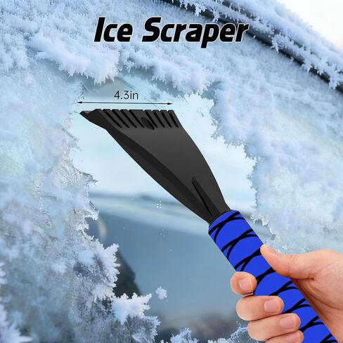 فرشاة الثلج - كاشطات ثلج للسيارة، كاشطات ثلج قابلة للفصل مقاس 27 بوصة مع قبضة إسفنجية مريحة للسيارات والشاحنات وسيارات الدفع الرباعي (ABS للخدمة الشاقة، فرشاة PVC، أزرق) in Kuwait