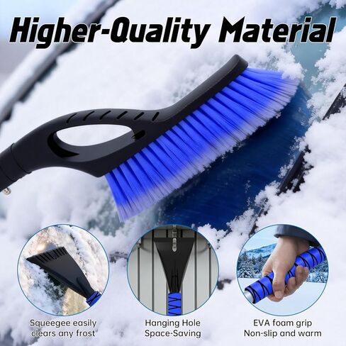 فرشاة الثلج - كاشطات ثلج للسيارة، كاشطات ثلج قابلة للفصل مقاس 27 بوصة مع قبضة إسفنجية مريحة للسيارات والشاحنات وسيارات الدفع الرباعي (ABS للخدمة الشاقة، فرشاة PVC، أزرق) in Kuwait