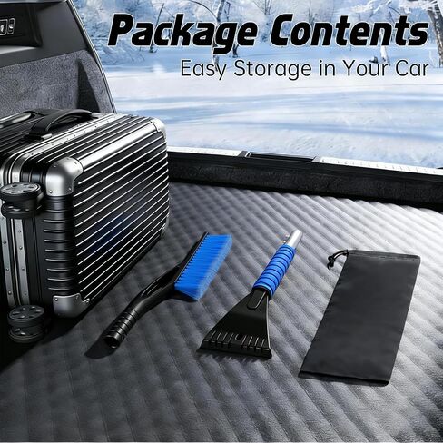 فرشاة الثلج - كاشطات ثلج للسيارة، كاشطات ثلج قابلة للفصل مقاس 27 بوصة مع قبضة إسفنجية مريحة للسيارات والشاحنات وسيارات الدفع الرباعي (ABS للخدمة الشاقة، فرشاة PVC، أزرق) in Kuwait