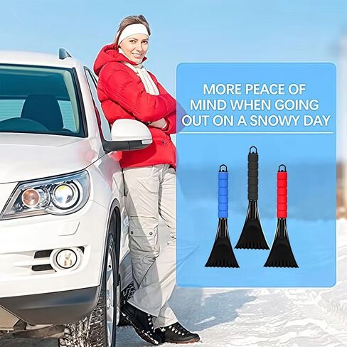 Ice Scraper for Glass, Ice Scraper with Removable Window Squeegee, Car Scraper Brush for Ice and Snow Scraper-Black in Saudi Arabia