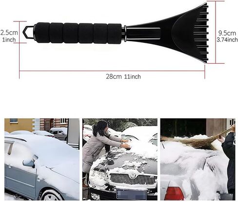 Ice Scraper for Glass, Ice Scraper with Removable Window Squeegee, Car Scraper Brush for Ice and Snow Scraper-Black in Saudi Arabia